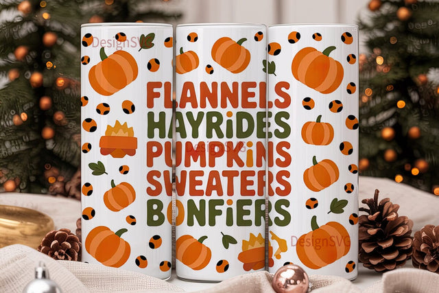 Fall Pumpkins & Leopard 20oz Tumbler Sublimation DesignSVG 