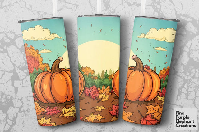 Fall Pumpkins Sublimation Tumbler Wrap Sublimation Fine Purple Elephant Creations 