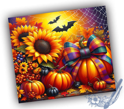 Fall Pumpkins Sunflower 20oz Skinny Tumbler PNG, Fall Autumn Tumbler Wrap, Sublimation Design, Straight & Tapered Tumbler Wrap, Instant Digital Download Sublimation ToriDesigns 