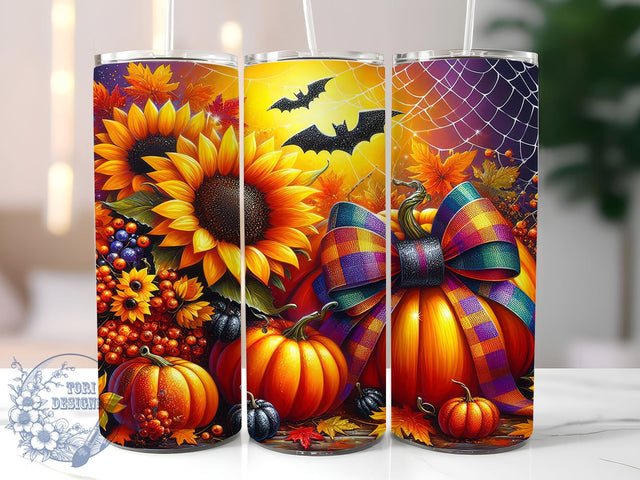 Fall Pumpkins Sunflower 20oz Skinny Tumbler PNG, Fall Autumn Tumbler Wrap, Sublimation Design, Straight & Tapered Tumbler Wrap, Instant Digital Download Sublimation ToriDesigns 
