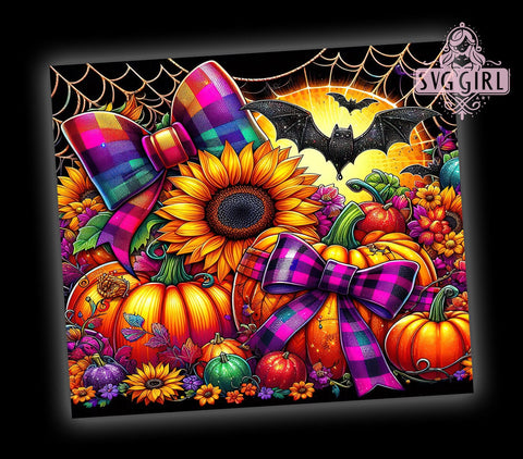 Fall Pumpkins Sunflower 20oz Tumbler Wrap Sublimation Design, Straight Tapered Tumbler Wrap, Flower Halloween Tumbler Png, Instant Digital Download Sublimation SvggirlplusArt 