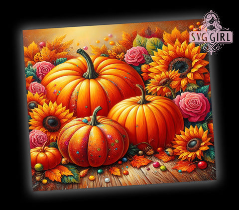 Fall Pumpkins Tumbler, 20oz PNG Design, Autumn Sublimation Art, Halloween Decor, Seasonal Graphics, Farmhouse Style, Fall Tumbler Design, Pumpkin Patch Art Sublimation SvggirlplusArt 