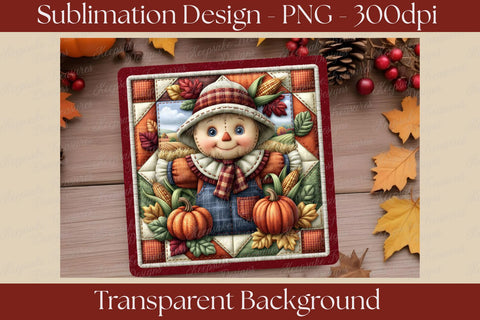 Fall Quilt Coaster Set Sublimation PNG, Pumpkin Patchwork Theme, Autumn Home Decor, Digital Download Sublimation Keepsake Treasures Designs LLC. 