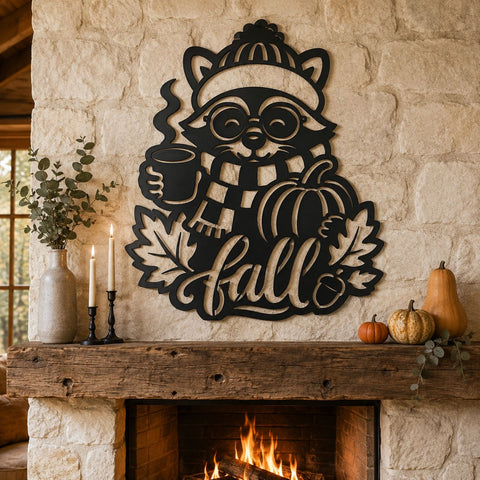 Fall Raccoon Laser SVG | Hello Fall SVG | Raccoon Pumpkin Dxf | Autumn Metal Art | Plasma Cut File | CNC Fall Decor SVG HappyDesignStudio 