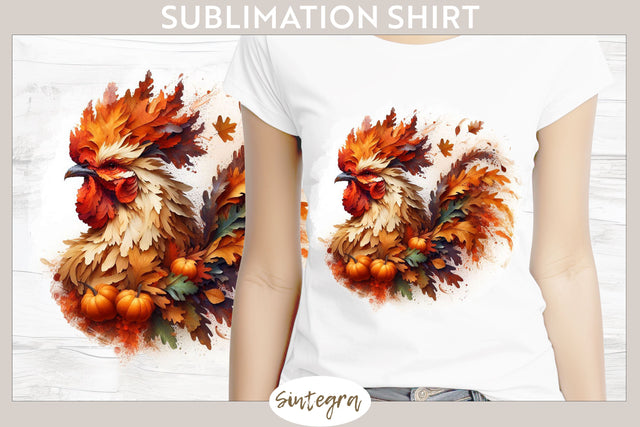 Fall Rooster Animal v1 T-shirt Sublimation Sublimation Sintegra 