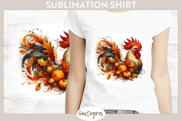 Fall Rooster Animal v2 T-shirt Sublimation Sublimation Sintegra 