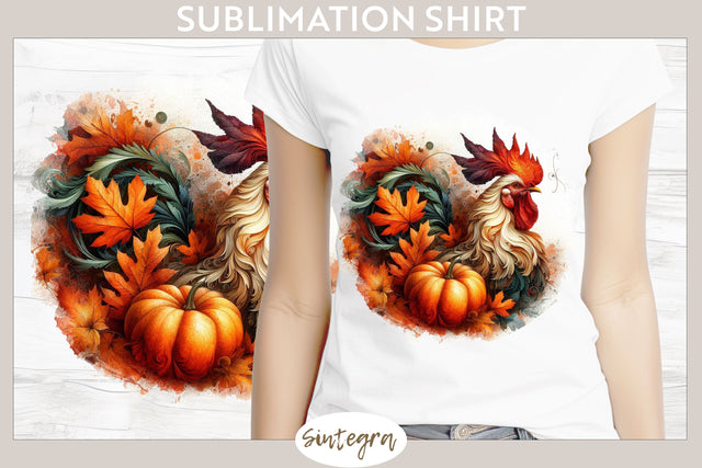 Fall Rooster Animal v3 T-shirt Sublimation Sublimation Sintegra 