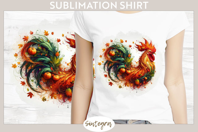 Fall Rooster Animal v4 T-shirt Sublimation Sublimation Sintegra 