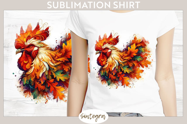 Fall Rooster Animal v5 T-shirt Sublimation Sublimation Sintegra 
