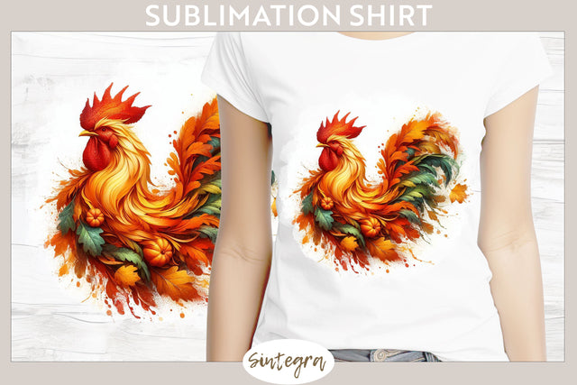Fall Rooster Animal v6 T-shirt Sublimation Sublimation Sintegra 