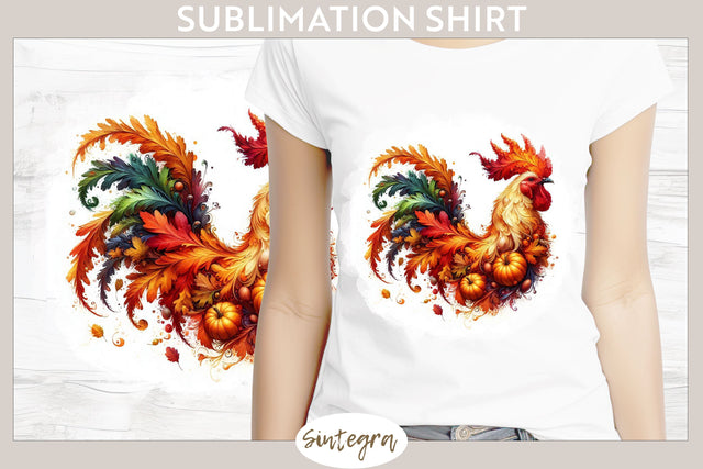 Fall Rooster Animal v7 T-shirt Sublimation Sublimation Sintegra 