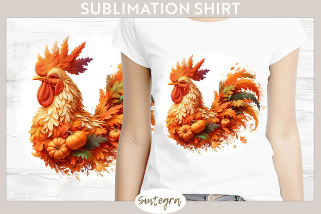 Fall Rooster Animal v8 T-shirt Sublimation Sublimation Sintegra 