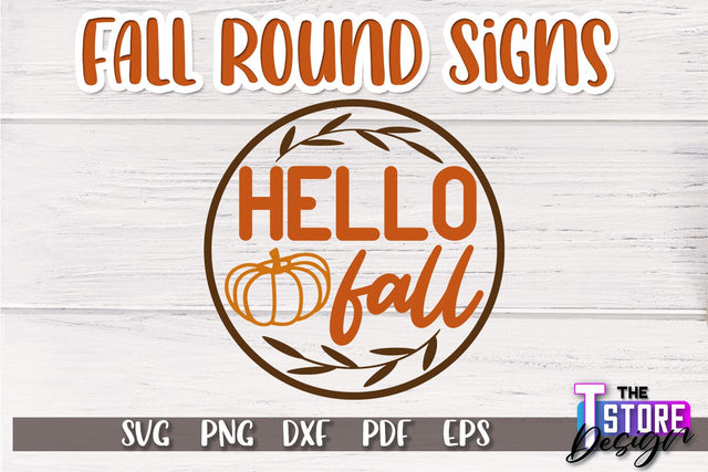 Fall Round Sign | Autumn Vibe Design | Signs Inscription Design | SVG File SVG The T Store Design 