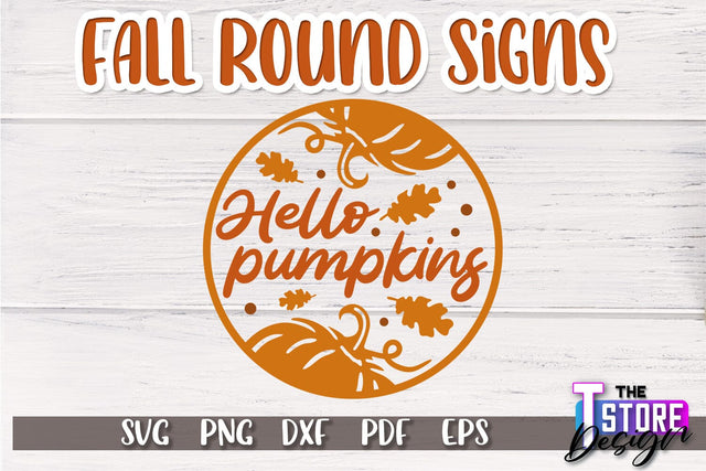 Fall Round Sign | Autumn Vibe Design | Signs Inscription Design | SVG File SVG The T Store Design 