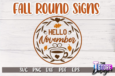 Fall Round Sign | Autumn Vibe Design | Signs Inscription Design | SVG File SVG The T Store Design 