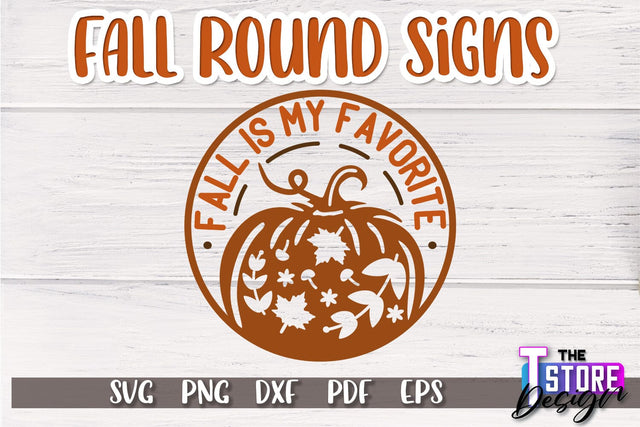 Fall Round Sign | Autumn Vibe Design | Signs Inscription Design | SVG File SVG The T Store Design 
