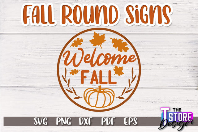 Fall Round Sign | Autumn Vibe Design | Signs Inscription Design | SVG File SVG The T Store Design 