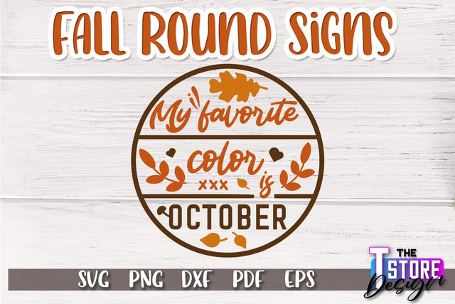 Fall Round Sign | Autumn Vibe Design | Signs Inscription Design | SVG File SVG The T Store Design 