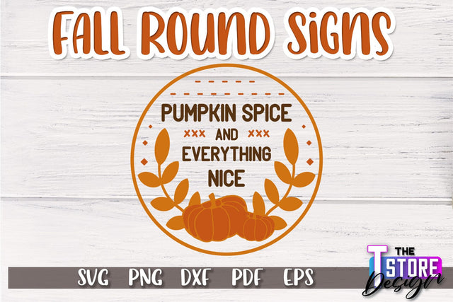 Fall Round Sign | Autumn Vibe Design | Signs Inscription Design | SVG File SVG The T Store Design 