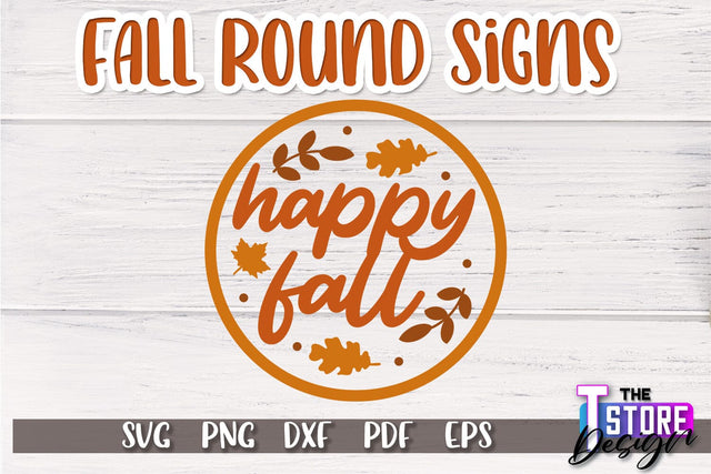 Fall Round Sign | Autumn Vibe Design | Signs Inscription Design | SVG File SVG The T Store Design 