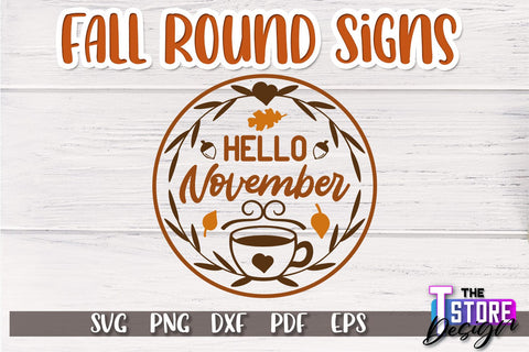 Fall Round Sign Bundle | Autumn Vibe Design | Signs Inscription Design | SVG File SVG The T Store Design 