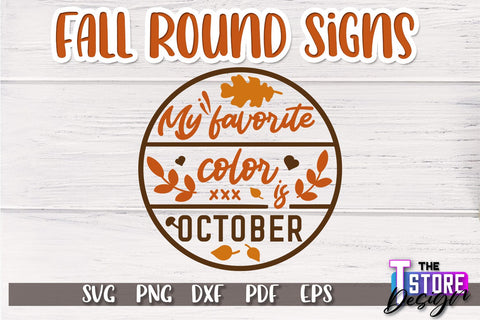 Fall Round Sign Bundle | Autumn Vibe Design | Signs Inscription Design | SVG File SVG The T Store Design 