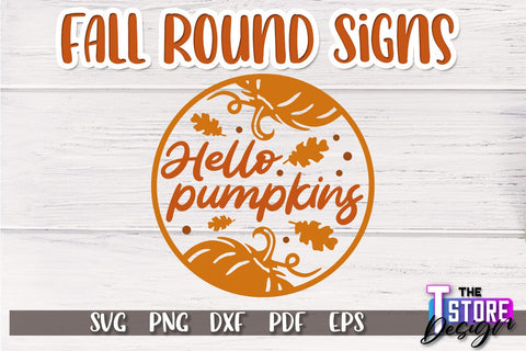 Fall Round Sign Bundle | Autumn Vibe Design | Signs Inscription Design | SVG File SVG The T Store Design 