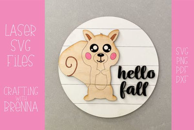 Fall Round Sign Door Hanger Laser SVG File SVG Crafting With Brenna 