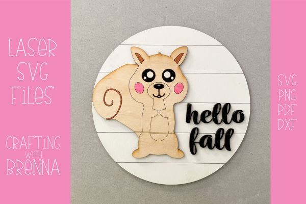 Fall Round Sign Door Hanger Laser SVG File SVG Crafting With Brenna 