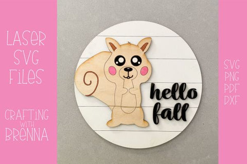 Fall Round Sign Door Hanger Laser SVG File SVG Crafting With Brenna 