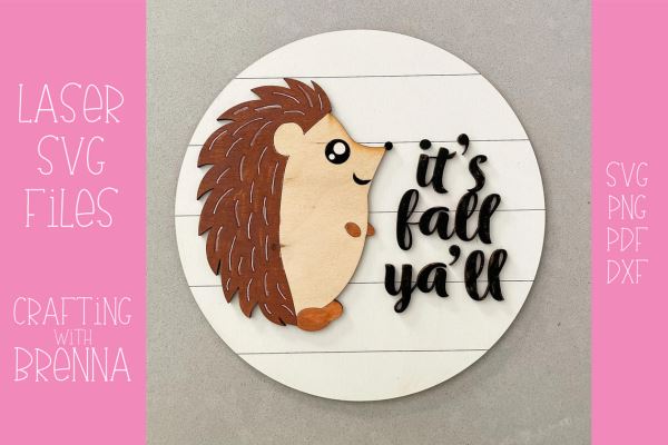 Fall Round Sign Door Hanger Laser SVG File SVG Crafting With Brenna 