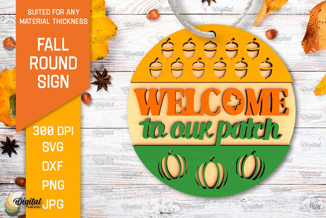 Fall Round Sign Laser Cut. Autumn Round Sign SVG Design SVG Evgenyia Guschina 