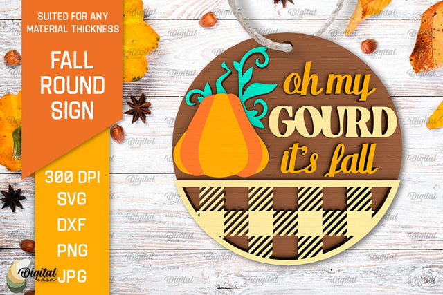 Fall Round Sign Laser Cut. Autumn Round Sign SVG Design SVG Evgenyia Guschina 