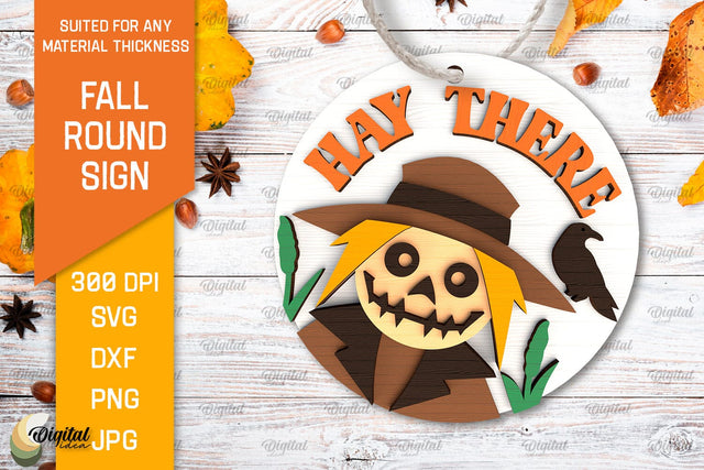 Fall Round Sign Laser Cut. Autumn Round Sign SVG Design SVG Evgenyia Guschina 