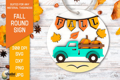 Fall Round Sign Laser Cut. Autumn Round Sign SVG Design SVG Evgenyia Guschina 