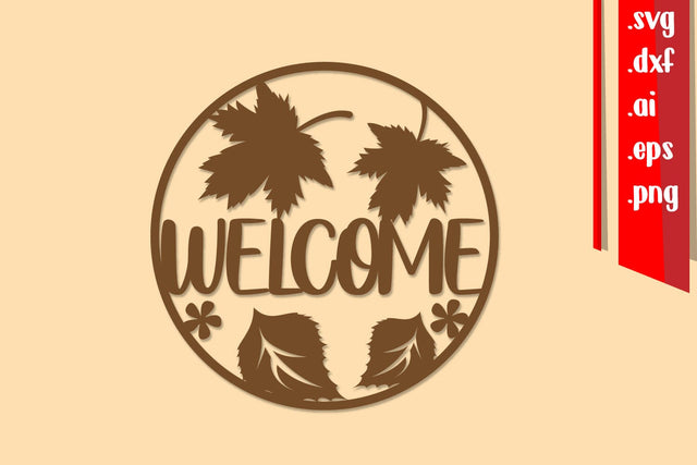 Fall Round Sign Laser cut, Welcome Round Sign, Fall Sign SVG zafrans studio 