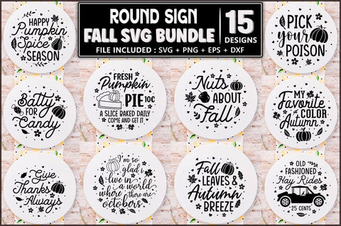 Fall Round Sign SVG Bundle SVG Shetara Begum 