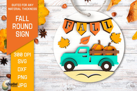 Fall Round Signs Laser Cut Bundle. Autumn Round Signs SVG SVG Evgenyia Guschina 