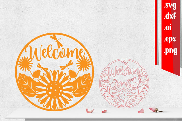 Fall Rounded Sign | Sun Flower Welcome Sign SVG zafrans studio 
