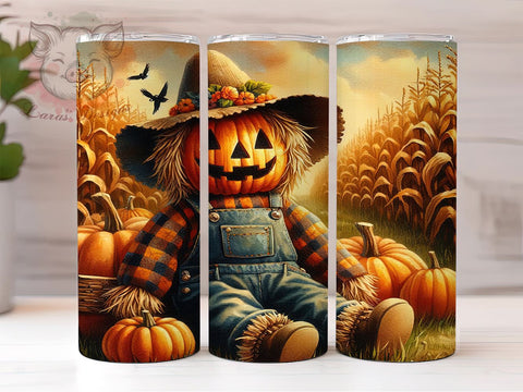 Fall Scarecrow 20oz Tumbler Png, Straight & Tapered Tumbler Png, Autumn Scarecrow Tumbler Png, Digital Download PNG Sublimation Lara' s Designs 