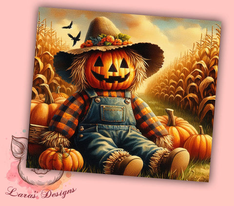 Fall Scarecrow 20oz Tumbler Png, Straight & Tapered Tumbler Png, Autumn Scarecrow Tumbler Png, Digital Download PNG Sublimation Lara' s Designs 