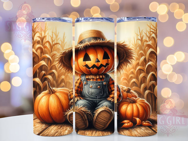 Fall Scarecrow 20oz Tumbler Wrap Sublimation Design, Straight Tapered Tumbler Wrap, Autumn Scarecrow Tumbler Png, Instant Digital Download Sublimation SvggirlplusArt 