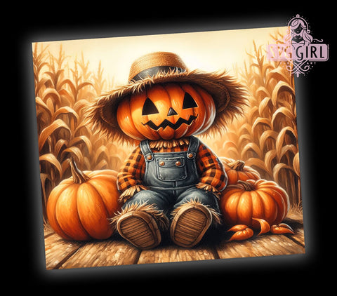 Fall Scarecrow 20oz Tumbler Wrap Sublimation Design, Straight Tapered Tumbler Wrap, Autumn Scarecrow Tumbler Png, Instant Digital Download Sublimation SvggirlplusArt 