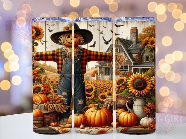 Fall Scarecrow 20oz Tumbler Wrap Sublimation Design, Straight Tapered Tumbler Wrap, Sunflower Tumbler Png, Instant Digital Download Sublimation SvggirlplusArt 