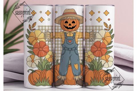 Fall Scarecrow 20oz Tumbler Wrap Sublimation sassyprint 
