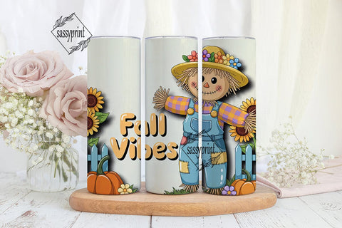 Fall Scarecrow Vibes 20oz Tumbler Sublimation sassyprint 