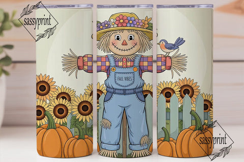 Fall Scarecrow Vibes 20oz Tumbler Sublimation sassyprint 