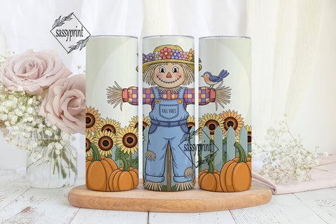 Fall Scarecrow Vibes 20oz Tumbler Sublimation sassyprint 
