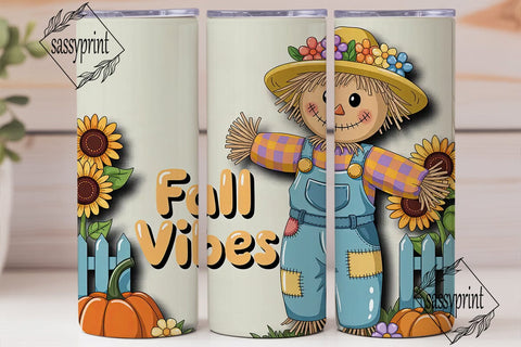 Fall Scarecrow Vibes 20oz Tumbler Sublimation sassyprint 