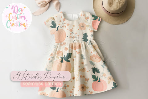 Fall Seamless Pattern - Watercolor Pumpkins Digital Pattern Dez Custom Creations 